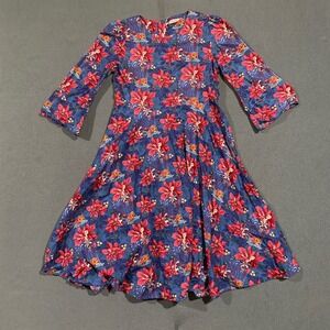 Bonny Billy Girls Blue Red Floral Tropical Christmas Holiday Dress Size 11‎ 12